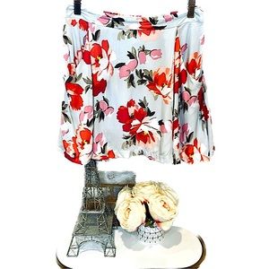Old Navy Gray with Pink Floral Print & 2 Front Pockets Skater Skirt, Women’s SP.